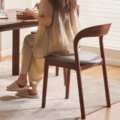 Modern Minimalist Square Seat Cushion Microfiber Leather Solid Wood Sponge Dining Chair Backrest For Dining Room