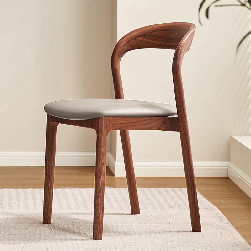 Modern Minimalist Square Seat Cushion Microfiber Leather Solid Wood Sponge Dining Chair Backrest For Dining Room