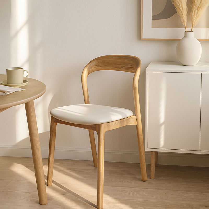 Modern Minimalist Square Seat Cushion Microfiber Leather Solid Wood Sponge Dining Chair Backrest For Dining Room