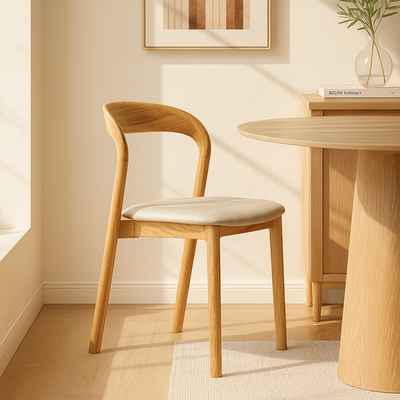 Modern Minimalist Square Seat Cushion Microfiber Leather Solid Wood Sponge Dining Chair Backrest For Dining Room