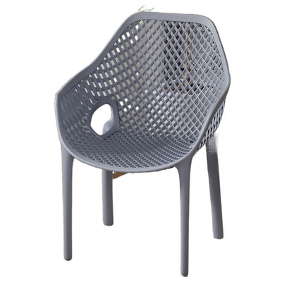 Modern Minimalist Curved Plastic Outdoor Chair Openwork Backrest Armrest For Garden