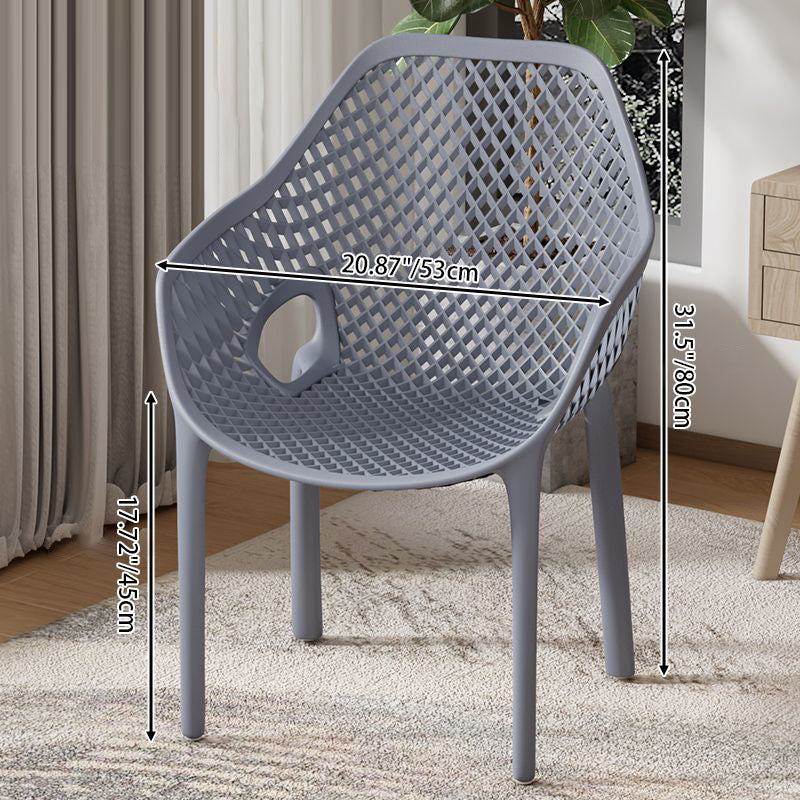Modern Minimalist Curved Plastic Outdoor Chair Openwork Backrest Armrest For Garden