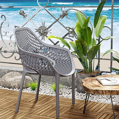 Modern Minimalist Curved Plastic Outdoor Chair Openwork Backrest Armrest For Garden
