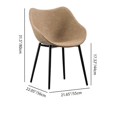 Modern Minimalist Curved PU Leather Metal Sponge Plastic Dining Chair Backrest Armrest For Dining Room