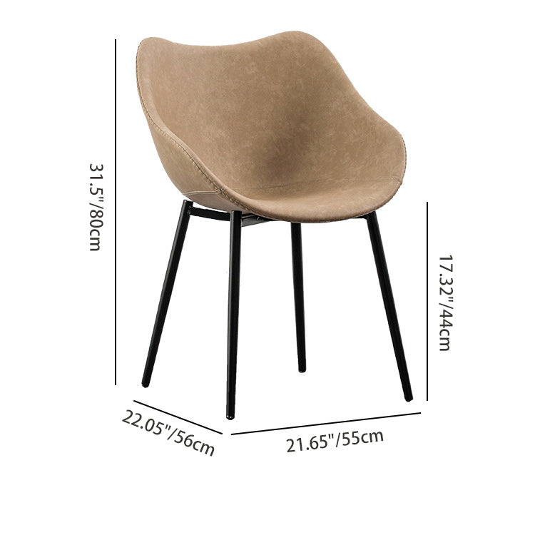 Modern Minimalist Curved PU Leather Metal Sponge Plastic Dining Chair Backrest Armrest For Dining Room