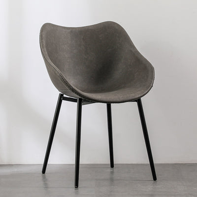 Modern Minimalist Curved PU Leather Metal Sponge Plastic Dining Chair Backrest Armrest For Dining Room