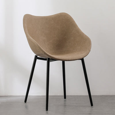 Modern Minimalist Curved PU Leather Metal Sponge Plastic Dining Chair Backrest Armrest For Dining Room