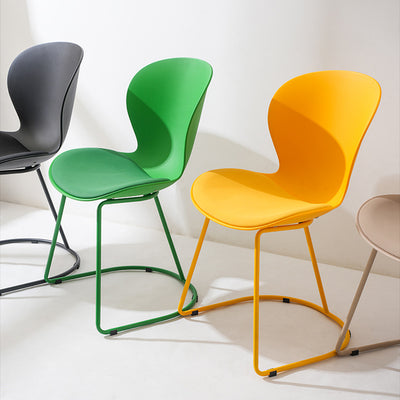 Modern Minimalist Curved Polypropylene Synthetic Leather Iron Sponge Dining Chair Backrest For Dining Room