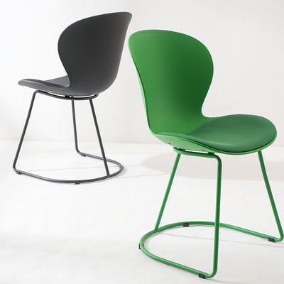 Modern Minimalist Curved Polypropylene Synthetic Leather Iron Sponge Dining Chair Backrest For Dining Room