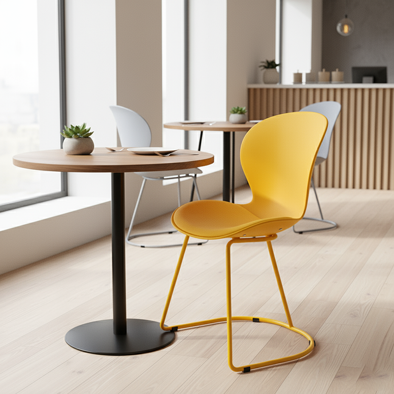 Modern Minimalist Curved Polypropylene Synthetic Leather Iron Sponge Dining Chair Backrest For Dining Room