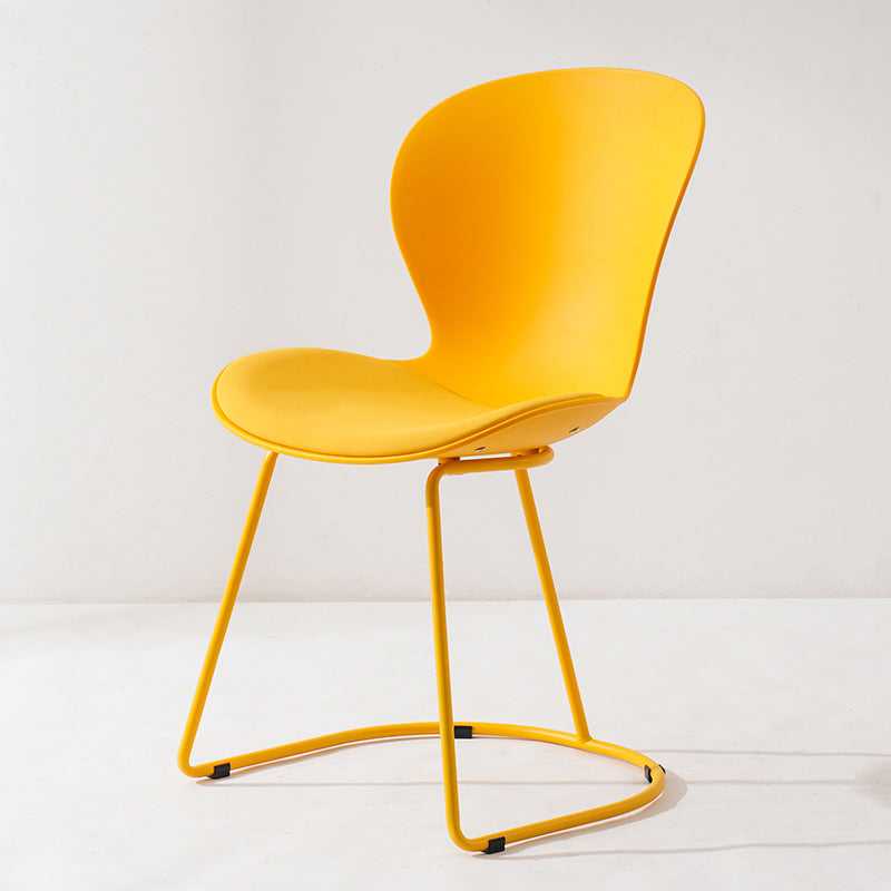 Modern Minimalist Curved Polypropylene Synthetic Leather Iron Sponge Dining Chair Backrest For Dining Room