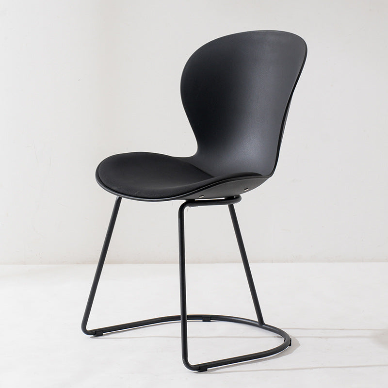 Modern Minimalist Curved Polypropylene Synthetic Leather Iron Sponge Dining Chair Backrest For Dining Room