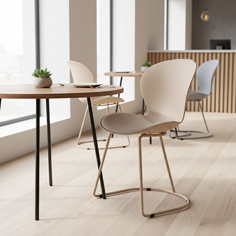 Modern Minimalist Curved Polypropylene Synthetic Leather Iron Sponge Dining Chair Backrest For Dining Room