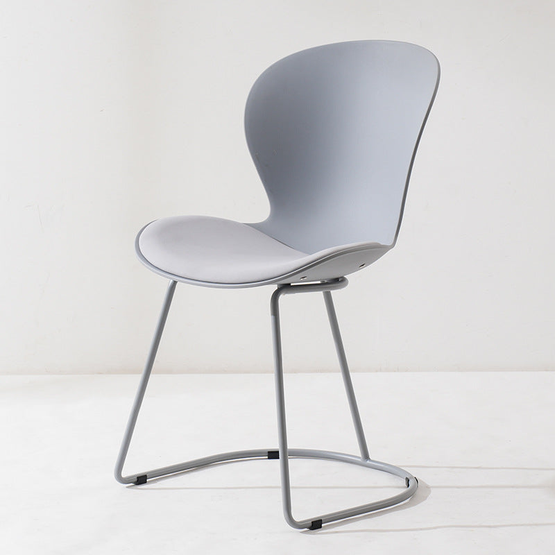 Modern Minimalist Curved Polypropylene Synthetic Leather Iron Sponge Dining Chair Backrest For Dining Room