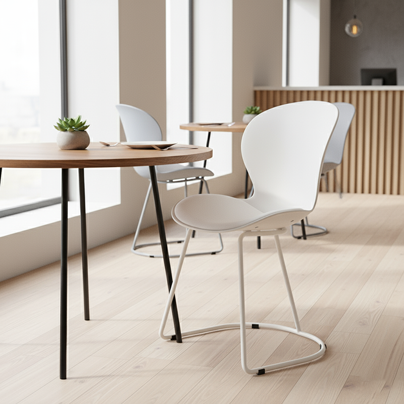 Modern Minimalist Curved Polypropylene Synthetic Leather Iron Sponge Dining Chair Backrest For Dining Room