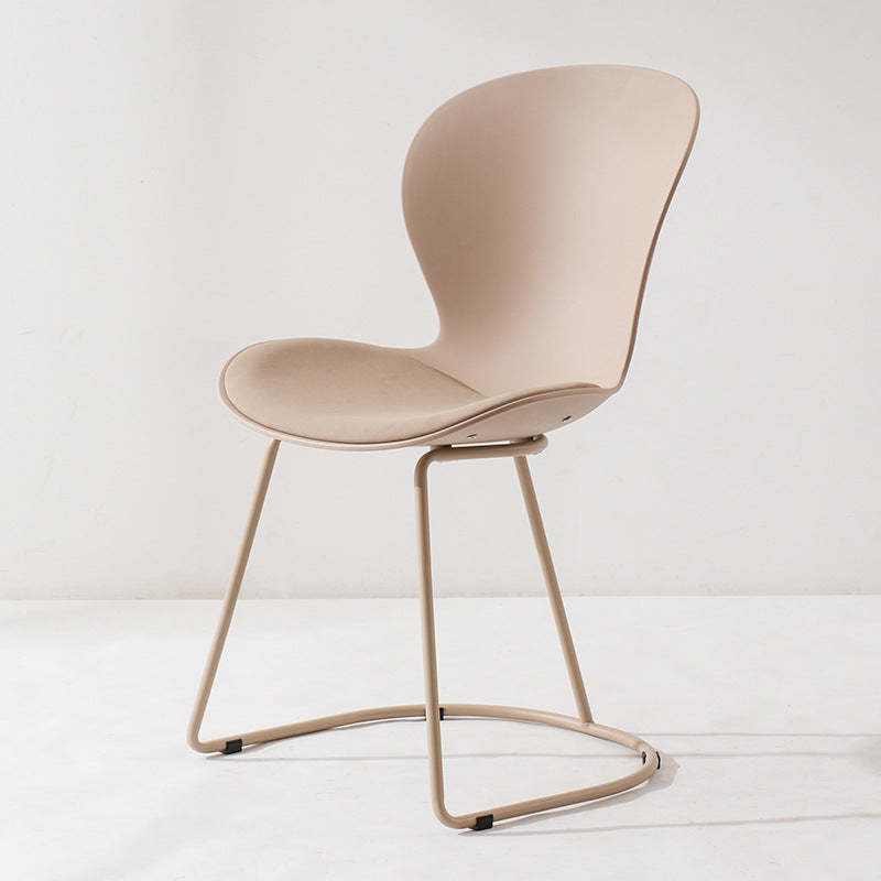 Modern Minimalist Curved Polypropylene Synthetic Leather Iron Sponge Dining Chair Backrest For Dining Room