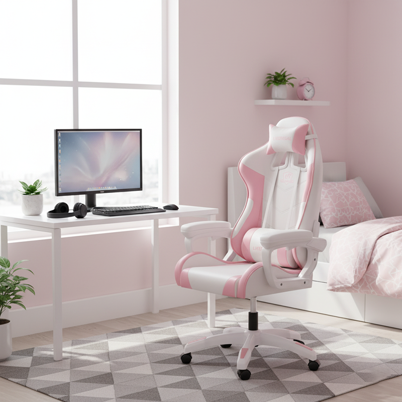 Chaise de bureau pour la maison et le bureau avec coussin d’assise incurvé minimaliste moderne en cuir PU, mousse, pieds en nylon, dossier et accoudoirs 