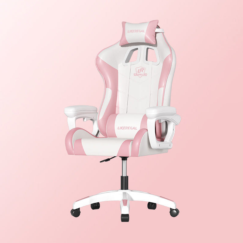 Chaise de bureau pour la maison et le bureau avec coussin d’assise incurvé minimaliste moderne en cuir PU, mousse, pieds en nylon, dossier et accoudoirs 