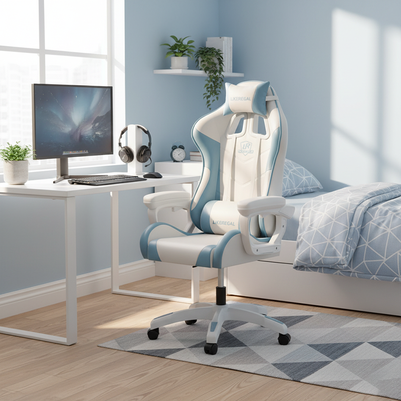 Chaise de bureau pour la maison et le bureau avec coussin d’assise incurvé minimaliste moderne en cuir PU, mousse, pieds en nylon, dossier et accoudoirs 