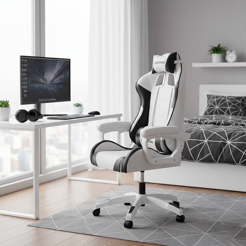 Modern Minimalist Curved Seat Cushion PU Leather Sponge Nylon Legs Desk Chair Backrest Armrest For Home Office