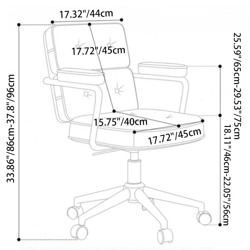 Chaise de bureau en cuir PU carré de luxe moderne avec éponge à haute densité et acier au carbone, dossier et accoudoirs pour la maison ou le bureau 