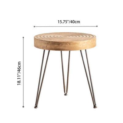 Traditional Japanese Round Tabletop Medium Density Fiberboard Metal Coffee Table 3/4-Leg For Living Room