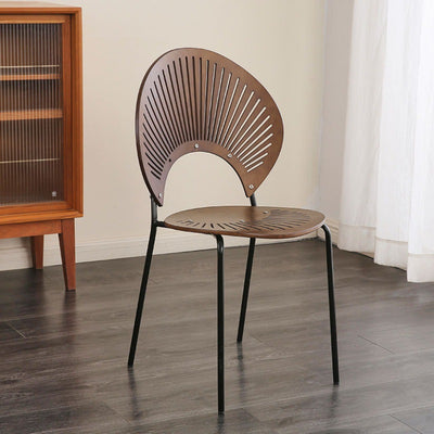 Respaldo de silla de comedor de acero al carbono de madera maciza nórdica contemporánea para comedor 