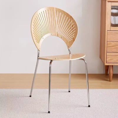 Respaldo de silla de comedor de acero al carbono de madera maciza nórdica contemporánea para comedor 