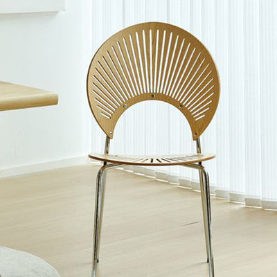 Respaldo de silla de comedor de acero al carbono de madera maciza nórdica contemporánea para comedor 
