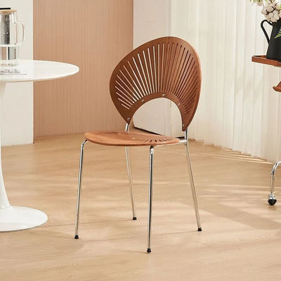 Respaldo de silla de comedor de acero al carbono de madera maciza nórdica contemporánea para comedor 