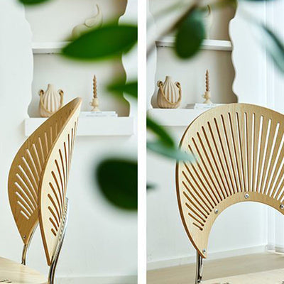 Respaldo de silla de comedor de acero al carbono de madera maciza nórdica contemporánea para comedor 