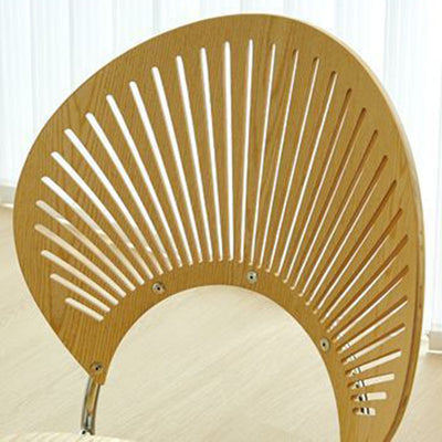 Respaldo de silla de comedor de acero al carbono de madera maciza nórdica contemporánea para comedor 