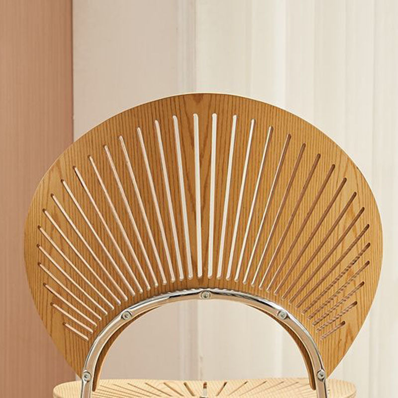 Respaldo de silla de comedor de acero al carbono de madera maciza nórdica contemporánea para comedor 