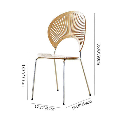 Respaldo de silla de comedor de acero al carbono de madera maciza nórdica contemporánea para comedor 