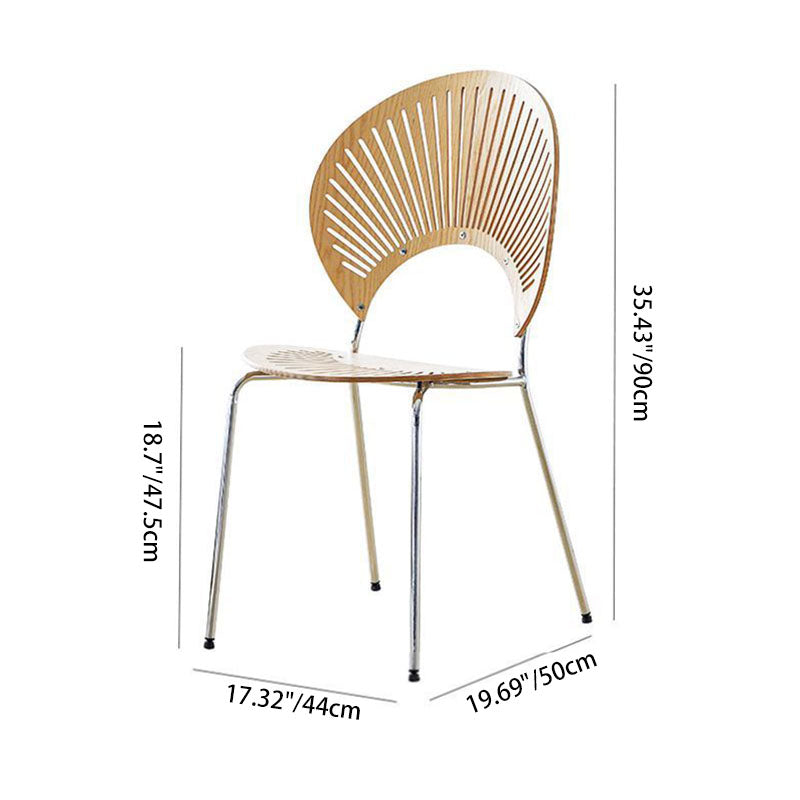 Respaldo de silla de comedor de acero al carbono de madera maciza nórdica contemporánea para comedor 