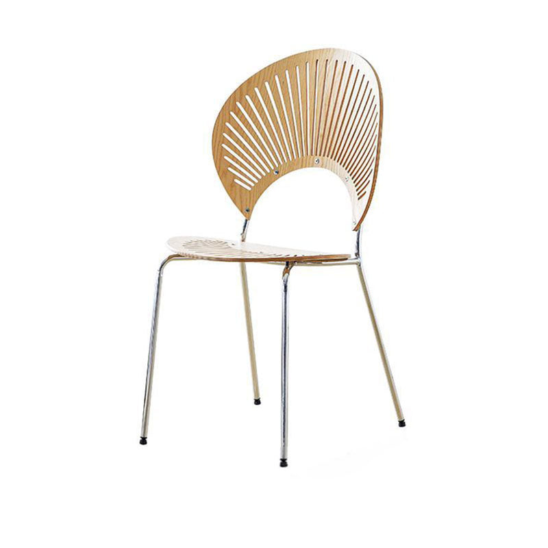 Respaldo de silla de comedor de acero al carbono de madera maciza nórdica contemporánea para comedor 