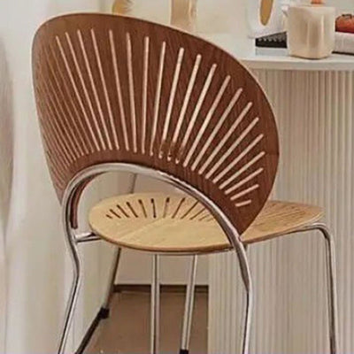 Respaldo de silla de comedor de acero al carbono de madera maciza nórdica contemporánea para comedor 