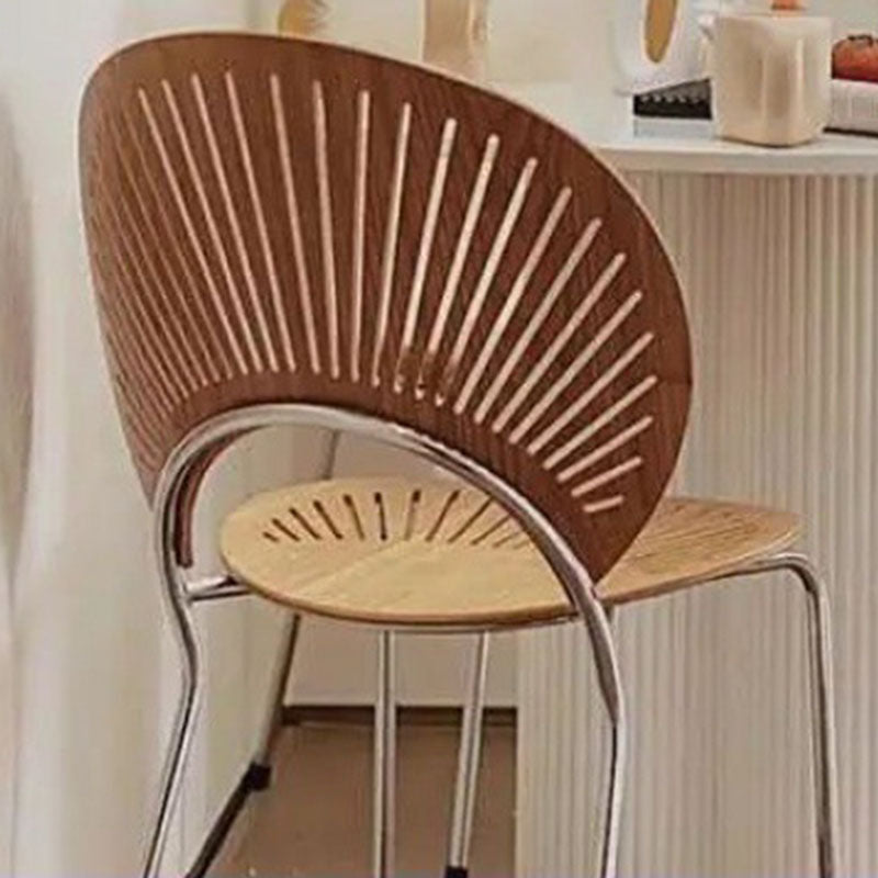 Respaldo de silla de comedor de acero al carbono de madera maciza nórdica contemporánea para comedor 