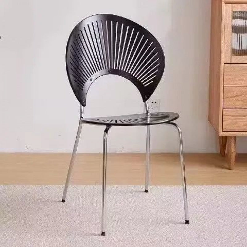 Respaldo de silla de comedor de acero al carbono de madera maciza nórdica contemporánea para comedor 