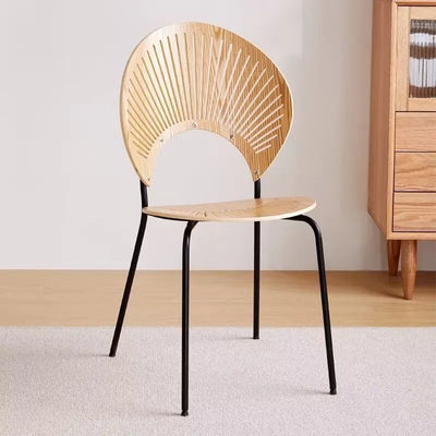 Respaldo de silla de comedor de acero al carbono de madera maciza nórdica contemporánea para comedor 
