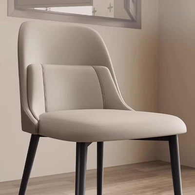 Moderna silla de comedor rectangular de PVC y metal con respaldo para comedor 
