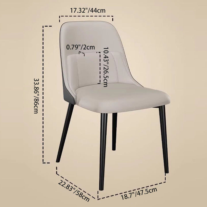 Modern Luxury Rectangular PVC Carbon Steel Faux Leather Dining Chair Backrest For Dining Room