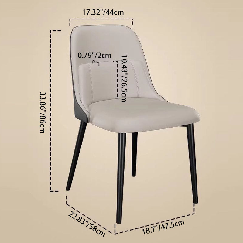 Moderna silla de comedor rectangular de PVC y metal con respaldo para comedor 