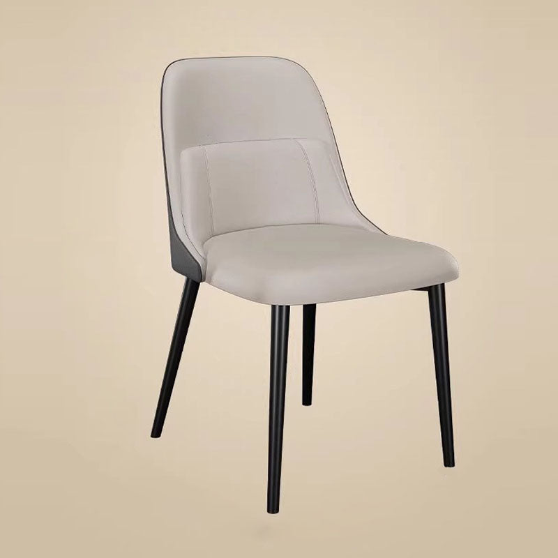 Moderna silla de comedor rectangular de PVC y metal con respaldo para comedor 