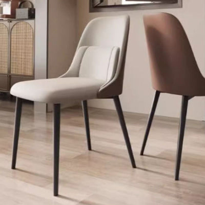 Moderna silla de comedor rectangular de PVC y metal con respaldo para comedor 
