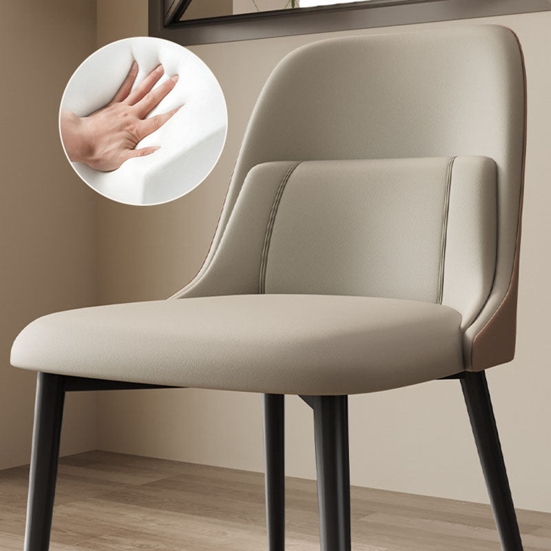 Moderna silla de comedor rectangular de PVC y metal con respaldo para comedor 