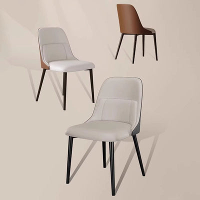 Moderna silla de comedor rectangular de PVC y metal con respaldo para comedor 