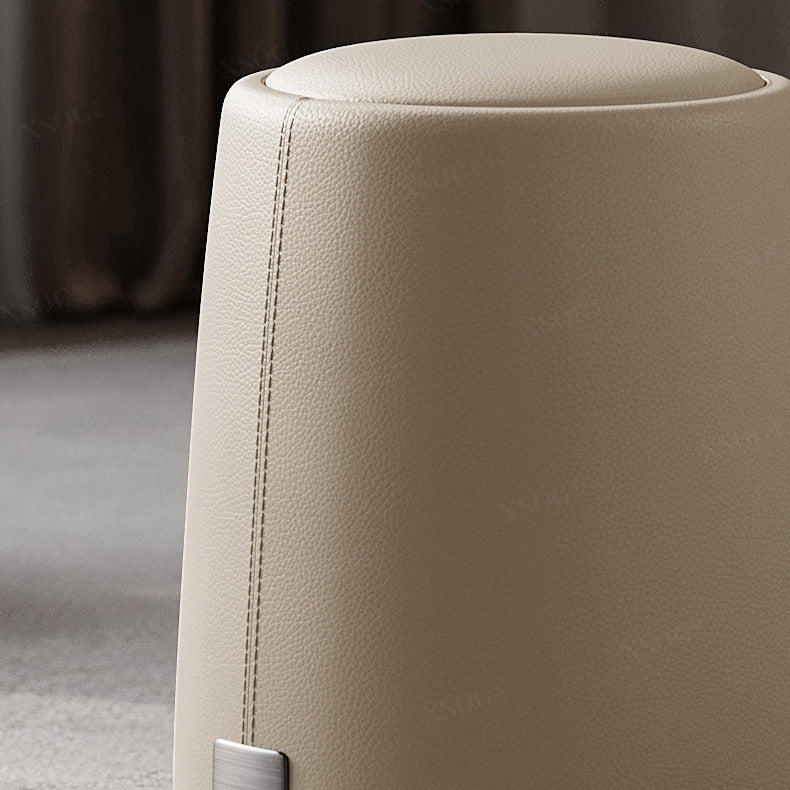 Modern Minimalist Round Microfiber Leather Plywood Stainless Steel Sponge Low Stool Backless Armless For Living Room