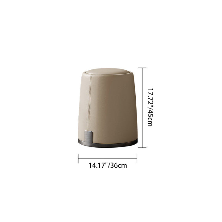 Modern Minimalist Round Microfiber Leather Plywood Stainless Steel Sponge Low Stool Backless Armless For Living Room