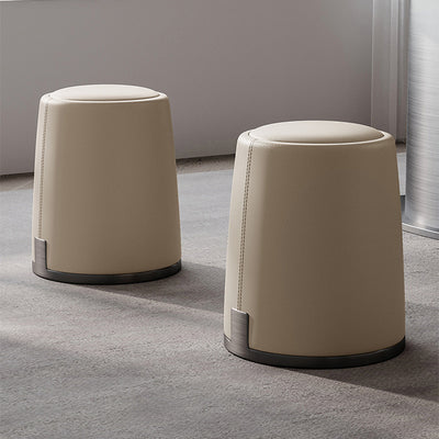 Modern Minimalist Microfiber Leather Round Sponge Low Stool Backless Armless For Living Room